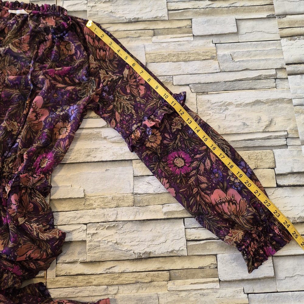 ILLA ILLA Boho Floral Maxi Dress Women Sz M Purple Gold Cottagecore Western - Picture 12 of 13